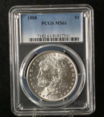 Dólar de plata Morgan 1888 certificado graduación profesional MS61 Foto 1 de 4