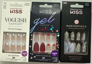 LOTE de 3 Uñas Prensadas Kiss Almendra Longitud Media Nuevo - Imagen 1 de 4