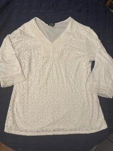Shannon Ford New Damen weiß Fee Spitze Overlay Bluse Tunika Top 1X *siehe Hinweis - Bild 1 von 7