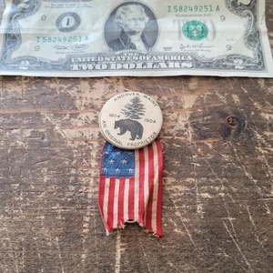 RARE 1904 Whitehead and Hoag Pinback Pin Button Andover Maine American Flag - Picture 1 of 11