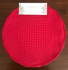 NEU Shabby Chic 4er Set Tischsets mit gewellten Kanten rot gesteppt Weihnachten ~ - Bild 1 von 2
