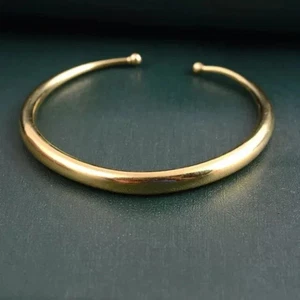 7 mm 8 Zoll verstellbare offene Manschette Damen Armreif Armband in 14 Karat Gelbgold vergoldet - Bild 1 von 3