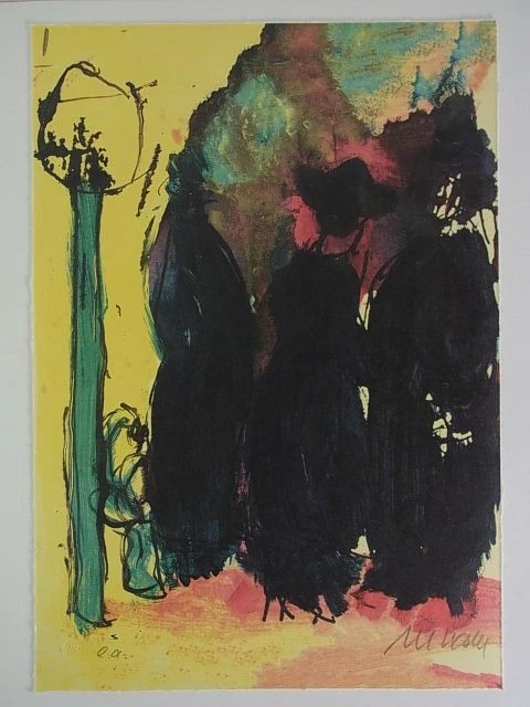 Armin Mueller-Stahl. Farbige Lithographie. Titel: Unter der Laterne. Signiert Mu - Bild 1 von 4