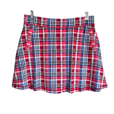 T By Talbots Sz M Petite Blue Red Skort Pockets - Image 1 of 4