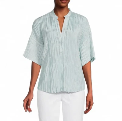 Blusa Top VINCE Para Mujer Pura Seda Aplastada Azul Cielo Mangas Cortas Talla 2X Foto 1 de 4