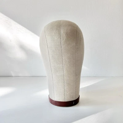 Vintage Canvas Wig Display Head Form Mannequin Block Hat Stand Salon or Sewing - Image 1 of 4