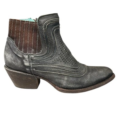 Corral Women’s Grey Leather Laser Cut Western Ankle Boot Size US 8 - Image 1 of 4
