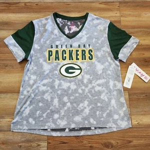 Green Bay Packers T-Shirt Womens Juniors XL Short Sleeve V-Neck NEW - Picture 1 of 5