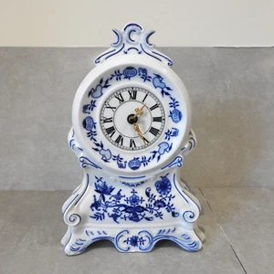 Reloj Manto Chimenea Porcelana Patrón Cebolla Azul - Imagen 1 de 10