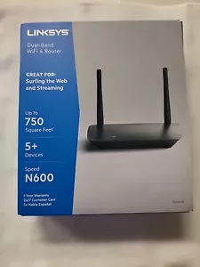 Linksys N600 E2500 600 Mbps Dual Band WiFi 4 Router New In Box Whole Home 750 Sq - Picture 1 of 8