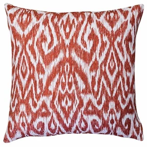 Textured Linen Blend Abstract Ikat Cushion in Bright Red. 23x23" XL Square - Picture 1 of 4