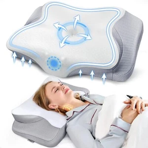 Memory Foam Pillow Orthopedic Cervical Neck Support Pillow,Breathable Pillowcase - Picture 1 of 7