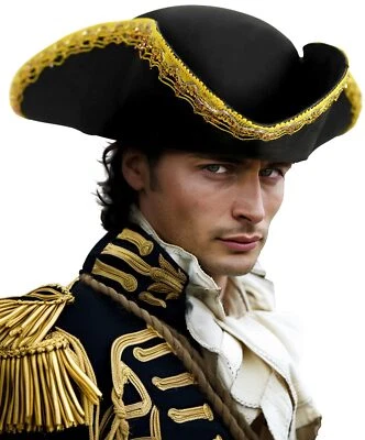 Auténtico Sombrero Pirata para Adulto Cuero Tricornio Sombrero Halloween Disfraz Colonial... Foto 1 de 4