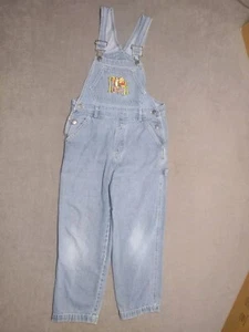 Vintage Disney Pooh Bib Overalls Size 10/12 Youth Kids Carpenter Denim - Picture 1 of 20