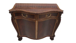 Maitland Smith Banded Flame Mahogany Regency Serpentine Cabinet - Picture 1 of 17