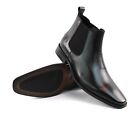 Genuine Leather Black Mens Dress Chelsea Boots Almond Toe Leather Lining AZAR
