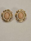 Victorian Style Gold Tone Pink Center Costume Jewelry Women's Stud Earrings