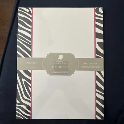 Great Papers 20 Invitaciones Rosa Blanco y Negro Estampado Cebra Foto 1 de 4