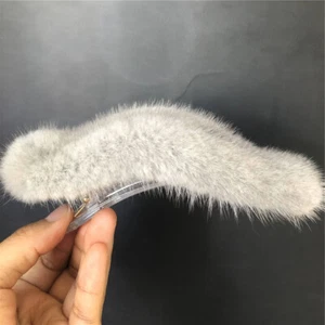 Women's Gilrs Real Mink Fur Hair Clip Cute Hair Claw Bobby Pin Hairpin Barrette - Picture 1 of 7