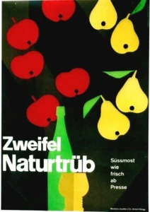 Original vintage poster ZWEIFEL PURE NATURAL FRUIT JUICE c.1960 - Bild 1 von 1