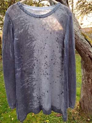 leichter Longpulli von Passport Gr. M/L , grau mit Glitzer - Bild 1 von 4