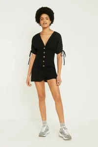 Urban Outfitters Tabby Linen Playsuit Black XS - Picture 1 of 5