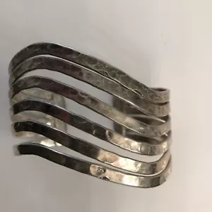 Mehrstrangiges gebogenes Sterling Armreif Armband. Wiegt 1,38 Oz. 7 1/8" verstellbar. - Bild 1 von 11