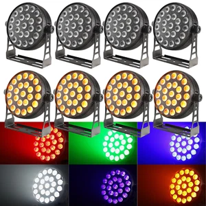 8pcs LED Par Light 24x18W 6IN1 LED Flat Par Light For DJ Stage Party Wedding - Picture 1 of 11