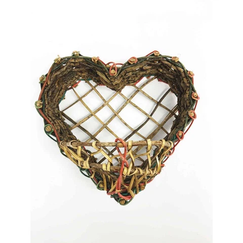 Heart Shaped Basket Wall Hanging Folk Art Country Farm House Decor Cover