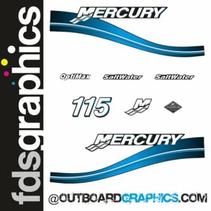 Mercury 115hp saltwater Optimax 2stroke outboard engine decal/sticker kit (2004) - Picture 1 of 1