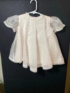 nannette* Vintage Baby Girl Dress Sheer Overlay, Lace Trim, 1950s - Picture 1 of 9