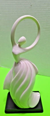 Estatuilla romántica modernista Enesco mujer bailando estatua/base escudero negro 11,5"" Foto 1 de 4
