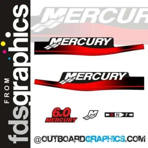 Mercury 6hp 2 stroke outboard decals/sticker kit (2003) inc resin domed M decal - Picture 1 of 2