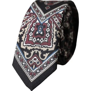 DOLCE & GABBANA Tie Black Printed 100% Silk Adjustable Men Necktie RRP 360usd - Picture 1 of 6