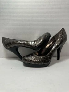 Alfani Womens Sz 7.5 Bronze Faux Snake Skin Heels Pumps HR-8 - Picture 1 of 4