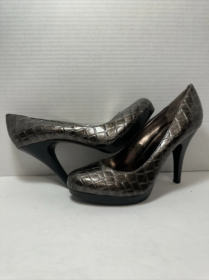 Zapatos de salón Alfani para mujer talla 7,5 bronce imitación piel de serpiente HR-8 Foto 1 de 4