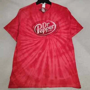 DR PEPPER Shirt ADULT RED EXTRA LARGE XL TIE DYE SODA POP CASUAL MENS LOGO NWT - Picture 1 of 14