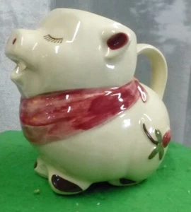 VINTAGE HAND PAINTED *SHAWNEE POTTERY SMILEY PIG PITCHER USA sqqk - Picture 1 of 4