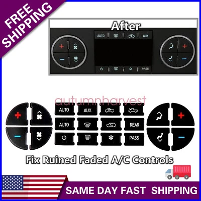 AC Dash Button Repair Kit Dual Climate Control Decal Stickers For GMC SUV Trucks - Image 1 of 4