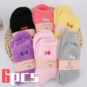 6 Pairs Lady Lounge Slipper Bed Socks Fleece Fluffy Warm Soft Grip Bed Gift - Picture 1 of 11