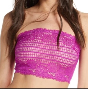 Free People Camilla Lace Bandeau Bra Deep Orchid Womens S/M/L NEW $38 - Picture 1 of 5