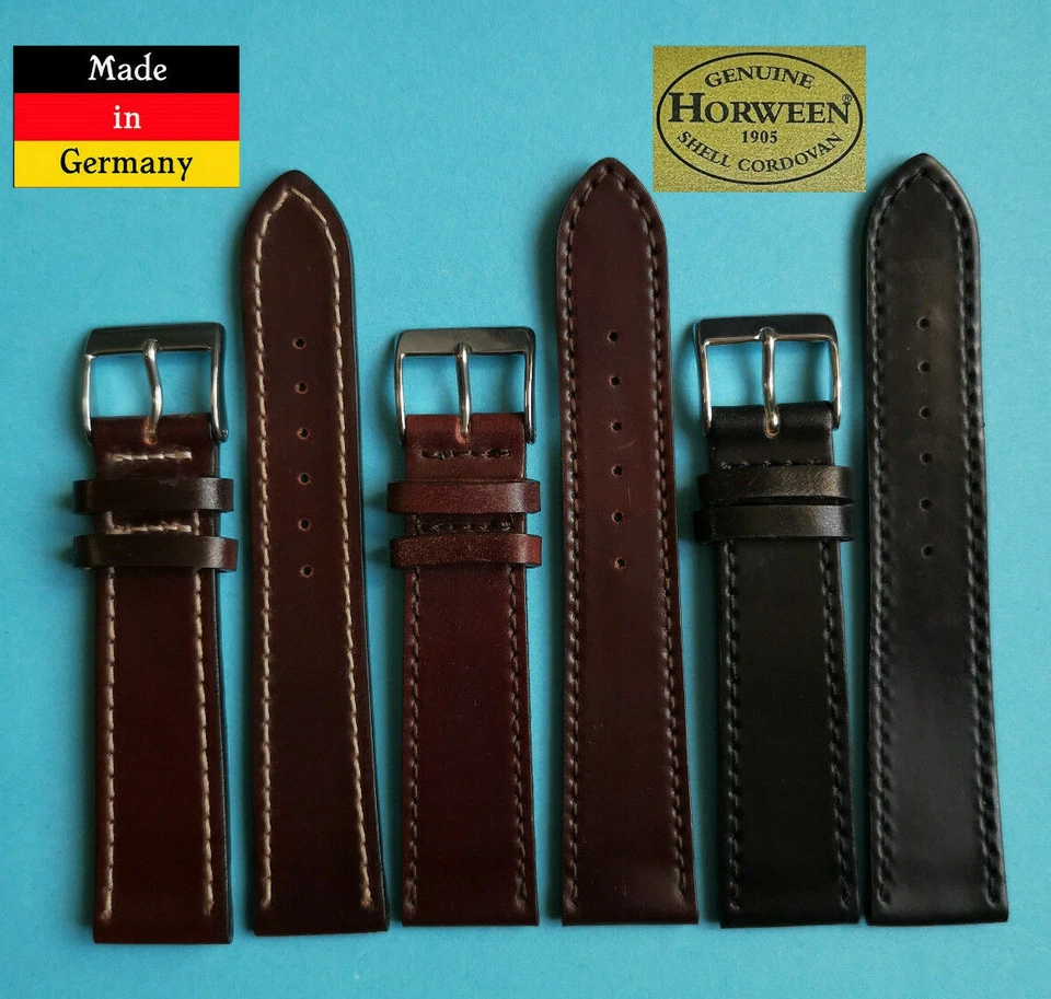 XS Cordovan Shell Horween Uhrband 17,18,19 20mm 2.WAHL schwarz braun Galopper 43 - Bild 1 von 3