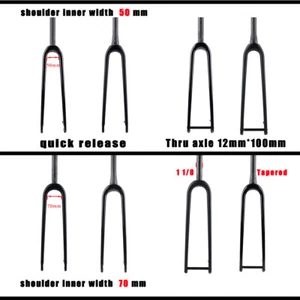 700C Carbon fiber 1 1/8 or taperad road Gravel bike Fork Flat Mount QR Thru axle - Picture 1 of 14