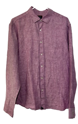 Camisa social UNTUCKIT masculina tamanho grande manga longa gola redonda 100% linho - Imagem 1 de 4