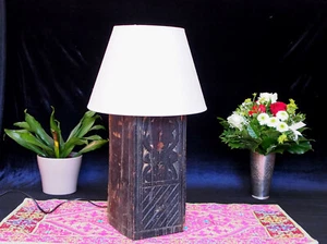 antik orient massiv Holz Lampenfuß Lampensockel lamp base Lampe Nuristan säule A - Bild 1 von 12