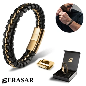 SERASAR | Herren Lederarmband [Freude] - perfektes Geschenk für Freund oder Bruder - Bild 1 von 25