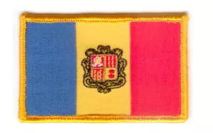 ANDORRA FLAG PATCH BADGE IRON ON NEW EMBROIDERED - Picture 1 of 1