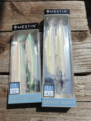 Señuelos de pesca Westin edición limitada Sandy Andy Jig Bass perla verde y púrpura