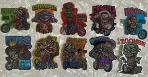 JUEGO COMPLETO DE 10 PEGATINAS REFLECTANTES VINTAGE MONSTER CHOPPERS STEVE NAZAR - Imagen 1 de 11