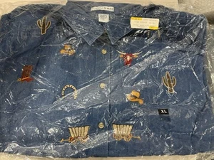 Camicia Maggie & Max donna XL denim manica lunga con bottoni ricamata western-NOS - Foto 1 di 3
